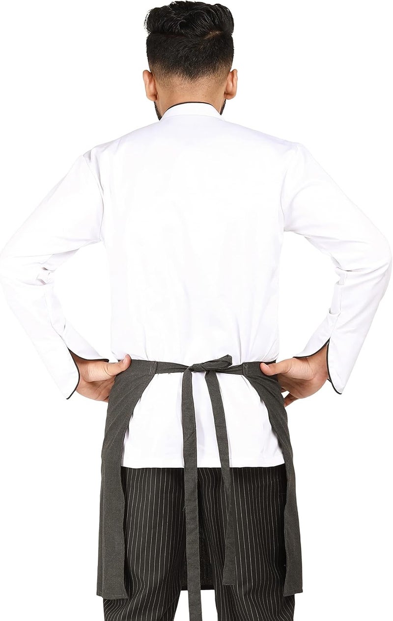 YANEK Kitchen Short Apron | Unisex | Chef Kitchen Adjustable Bib Apron with Pockets & Adjustable Tie Rope | For Home, Restaurant, Café, Hotel, Bakery, Salon - Image 1