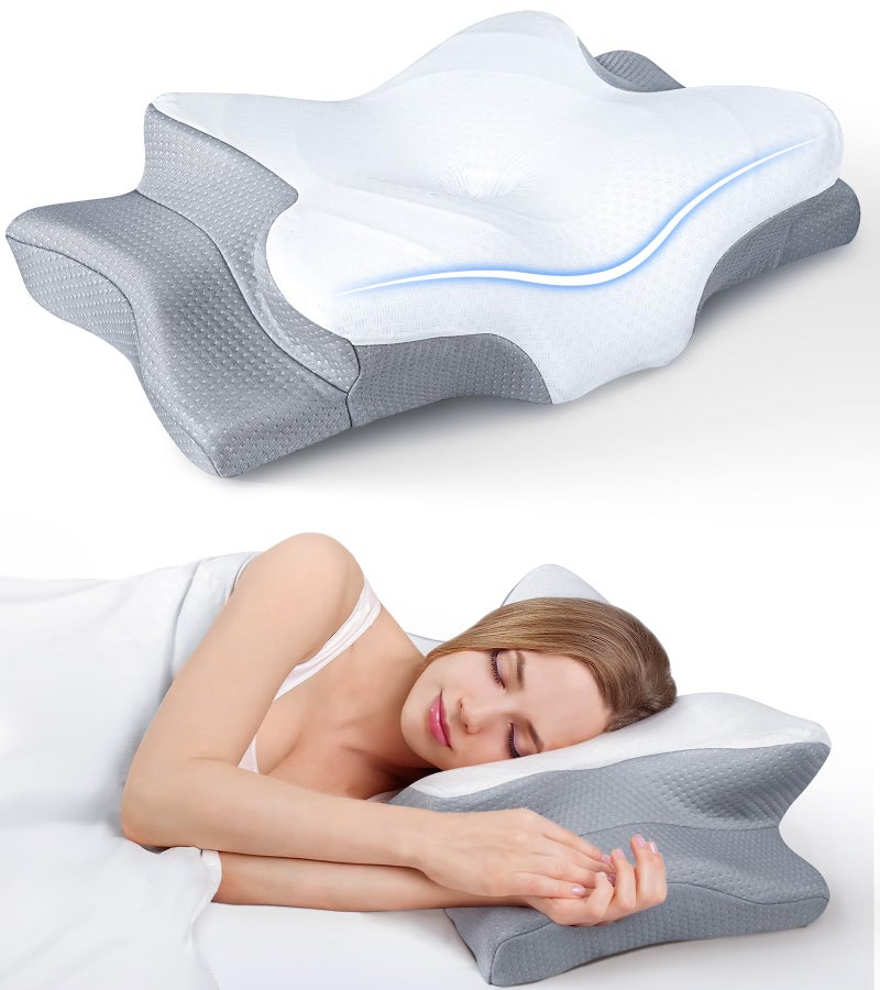 Cozyplayer Ultra Pain Relief Cooling Pillow for Neck Support Adjustable Cervical Pillow Cozy Sleeping Odorless Ergonomic Contour Memory Foam Pillows Orthopedic Bed Pillow for Side Back Stomach Sleeper 