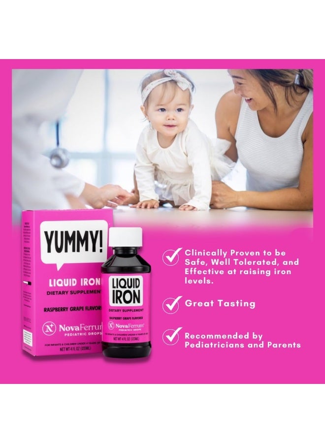 NovaFerrum Pediatric Drops Liquid Iron Supplement for Infants and Toddlers 4 fl oz (120 mL) - Raspberry Grape - Image 3