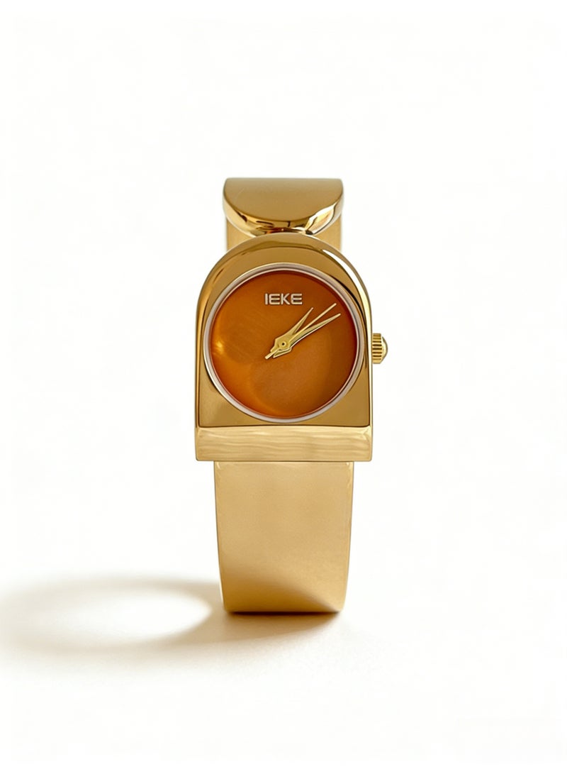 اياكي IEKE Best-Selling Gold Bangle Watch - Warm Amber Dial Women's Quartz Wristwatch (Trending Hot Item) - Image 2