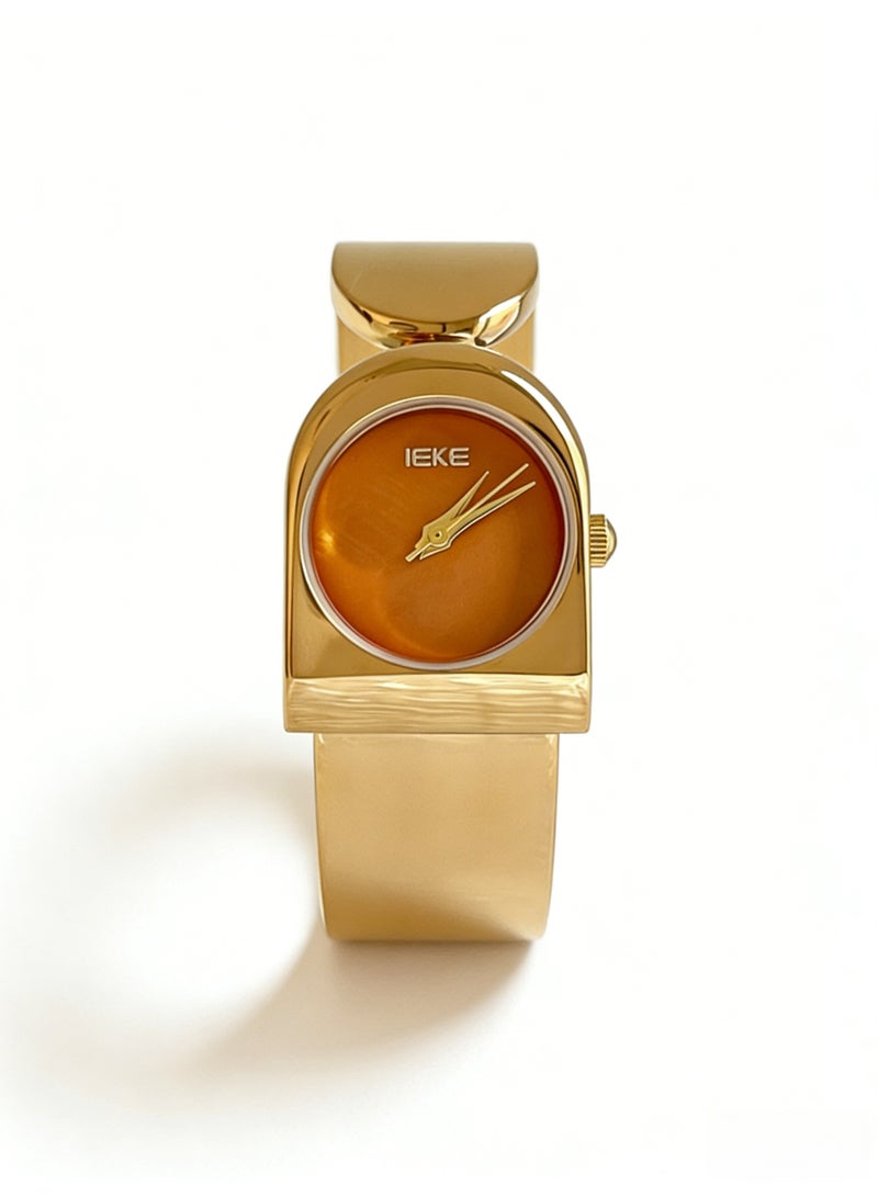 اياكي IEKE Best-Selling Gold Bangle Watch - Warm Amber Dial Women's Quartz Wristwatch (Trending Hot Item) - Image 3