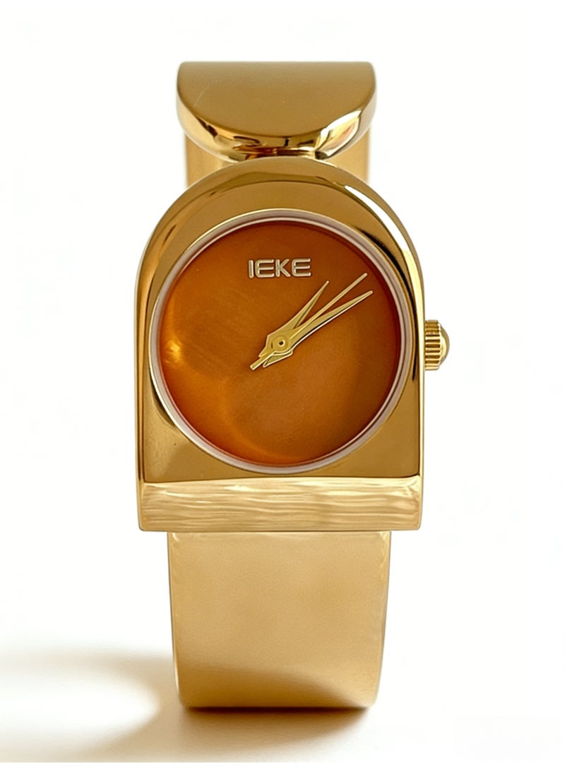 اياكي IEKE Best-Selling Gold Bangle Watch - Warm Amber Dial Women's Quartz Wristwatch (Trending Hot Item) - Image 1