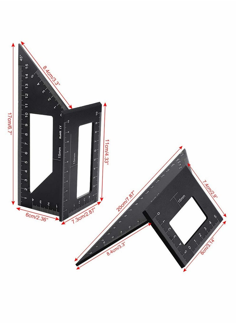 Excefore - Multifunctional T-Shaped Woodworking Ruler, Saddle Layout Square Ruler For Woodworking, 45/45 Degree-90/45 Degree Square Layout Miter Measuring Ruler, Aluminum Alloy Formwork Tool (Black) - Image 1