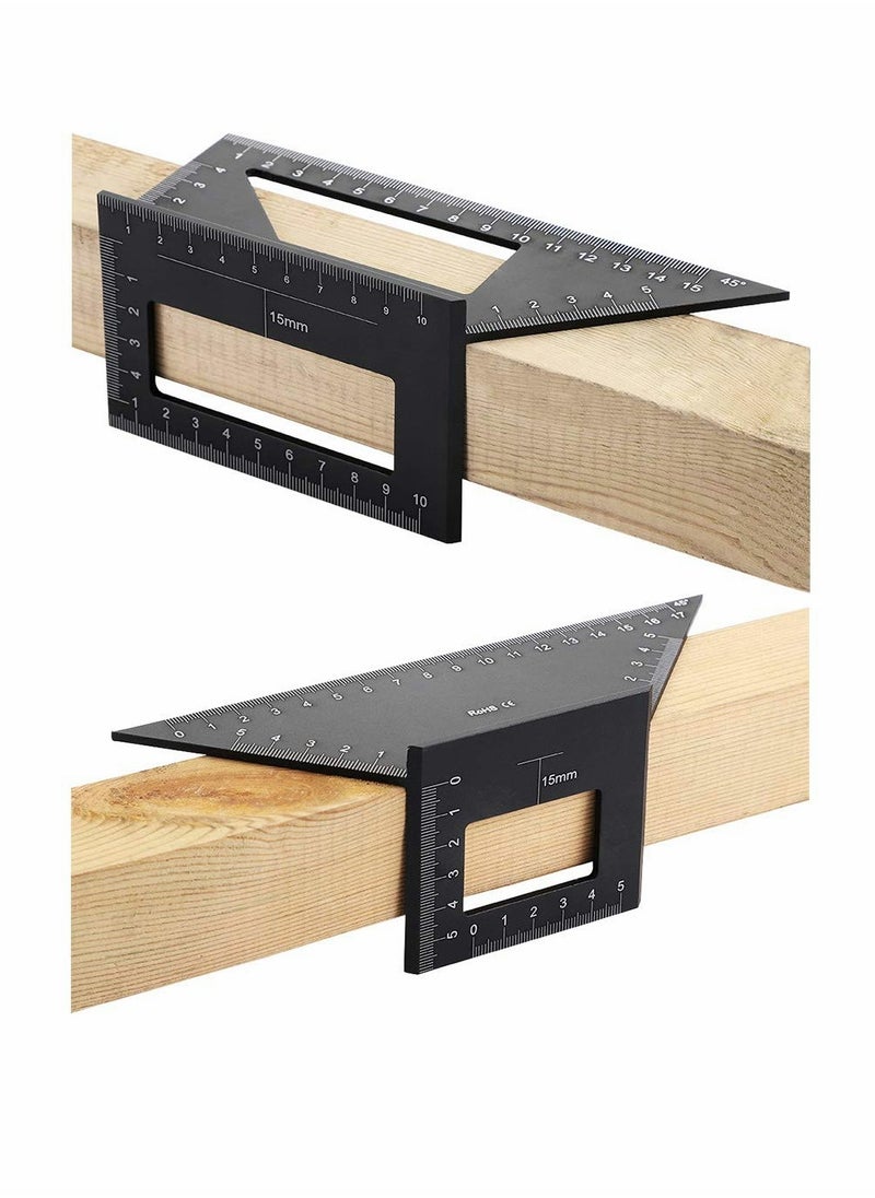 Excefore - Multifunctional T-Shaped Woodworking Ruler, Saddle Layout Square Ruler For Woodworking, 45/45 Degree-90/45 Degree Square Layout Miter Measuring Ruler, Aluminum Alloy Formwork Tool (Black) - Image 1