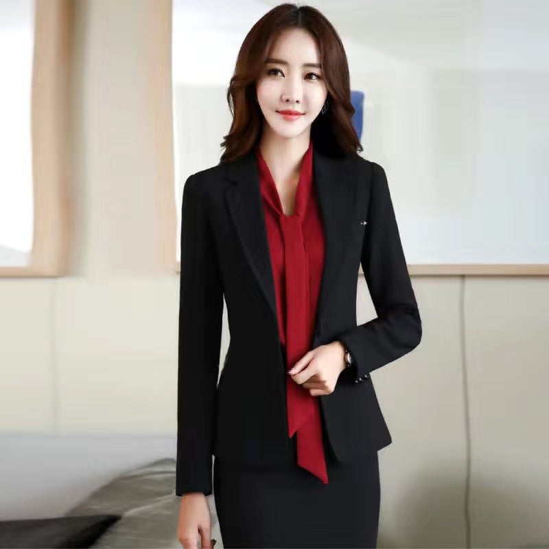Korean style womens slim fit small suit jacket suit womens spring and autumn wear 2023 new casual top professional Creamy-white - Image 4