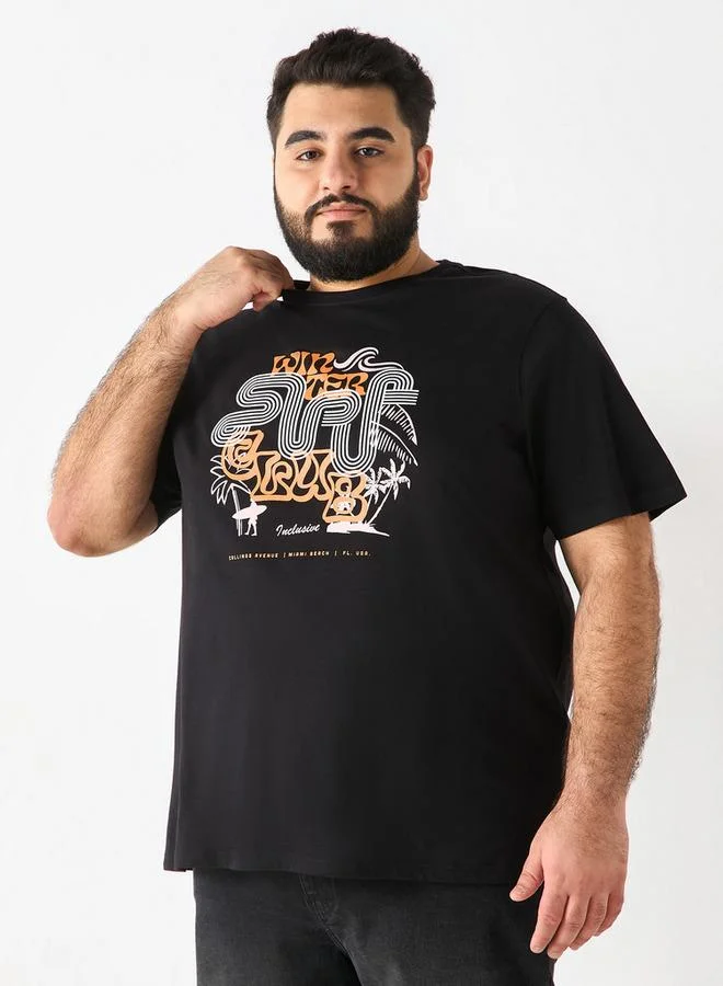 سبلاش فيڤ تيشيرت بطبعة جرافيك بأكمام قصيرة ورقبة دائرية