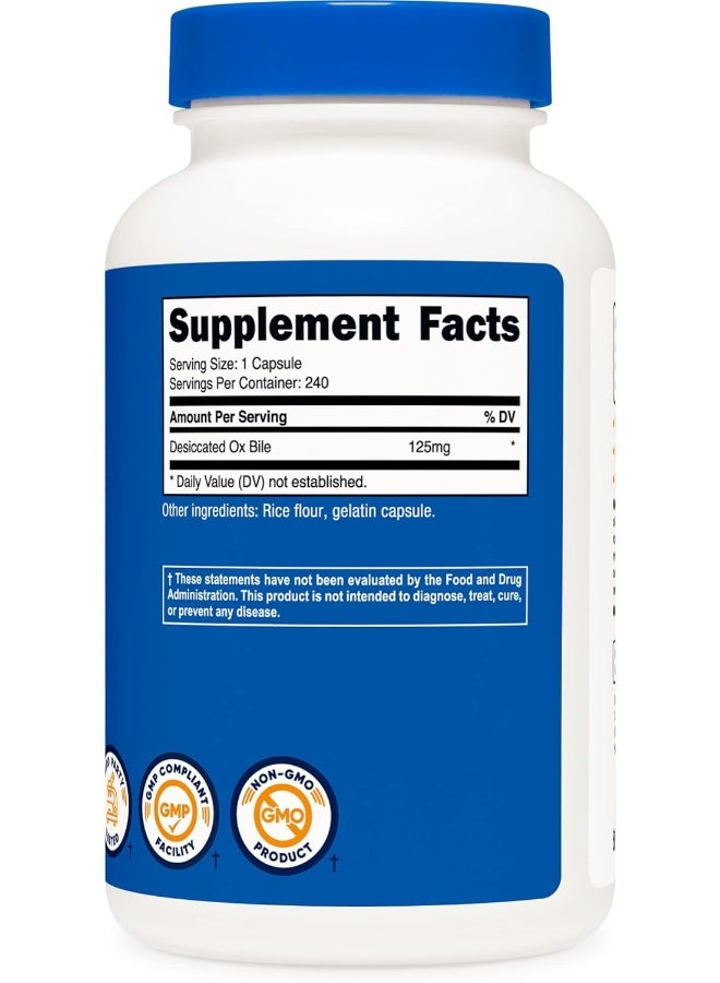 Nutricost Ox Bile Capsules 125mg, 240 Capsules - Non-GMO - Image 3