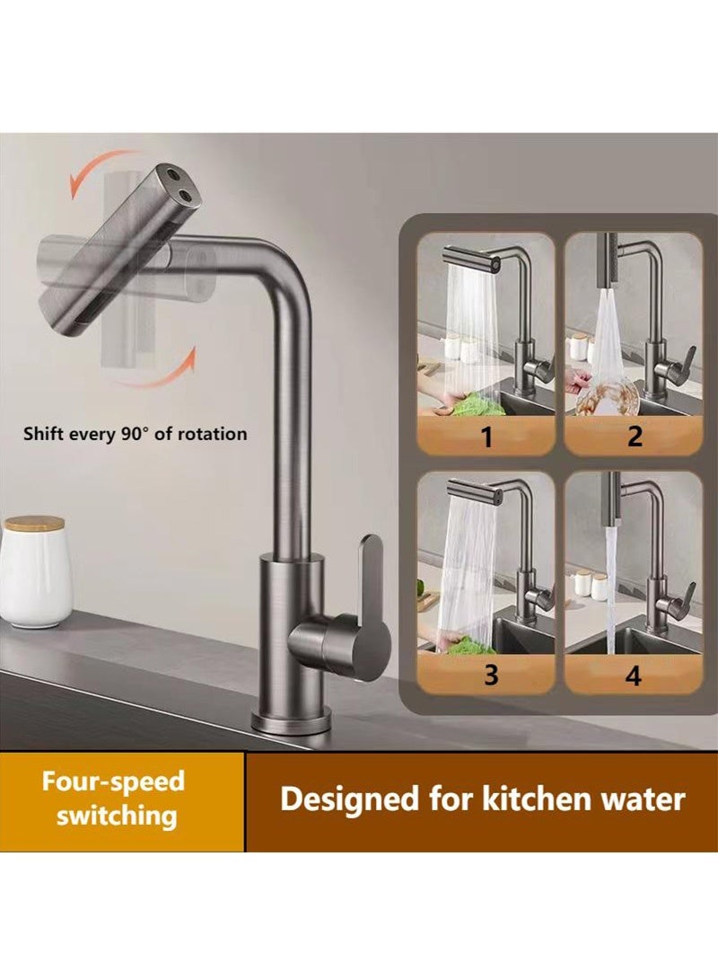 Topyich Kitchen Faucet with 360° Swivel Spray Head, Four Spray Modes Sink Tap, Stainless Steel Sink Mixer with Pull Out Sprayer (Black) - Image 5