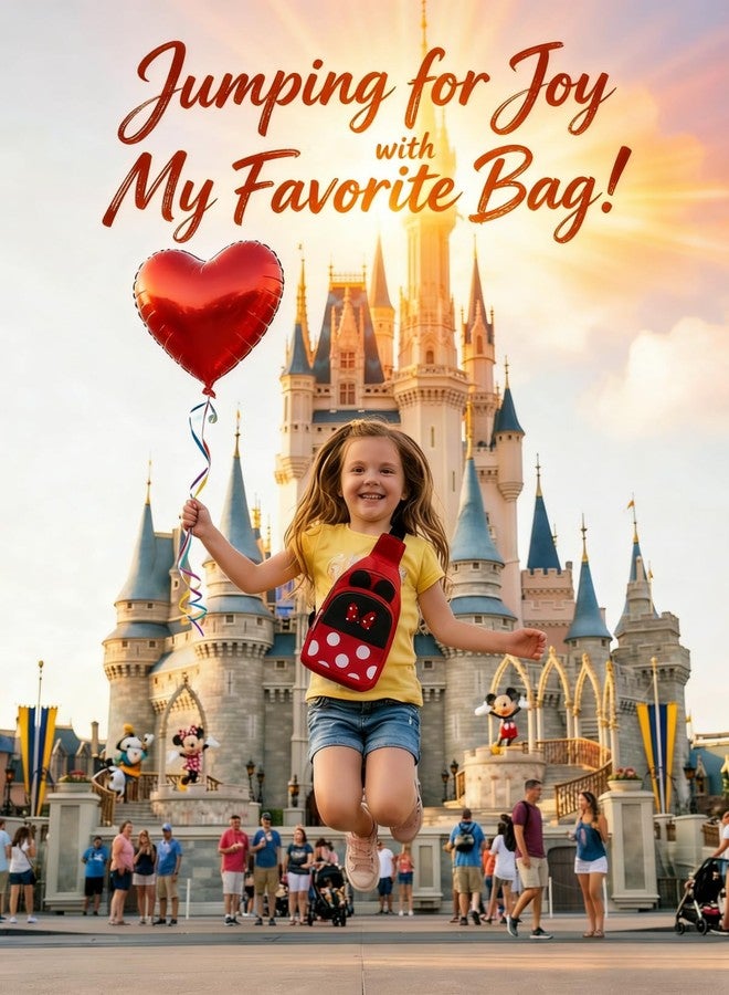 JUMISEE Kids Cartoon Mouse Crossbody Chest Bag Cute Bow Sling Shoulder Bag Travel Hiking Daypack for Boys Girls - Image 3