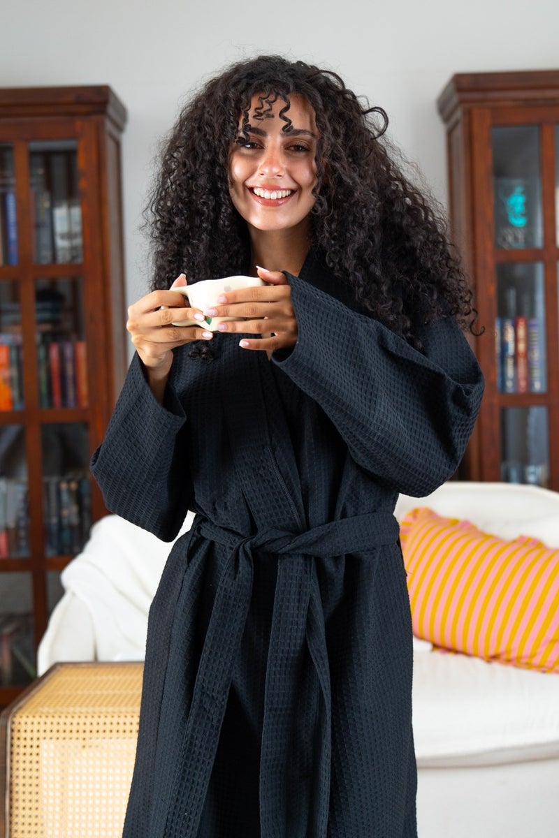 More cottons Waffle Bathrobe light, breathable, and easy to throw Free Size Unisex  - Image 1
