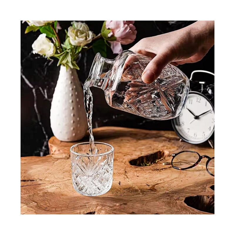 bedside water bottle and glass set, suitable for bedroom nightstand, bedside, bathroom glass mouthwash bottle, water bottle set - Image 3