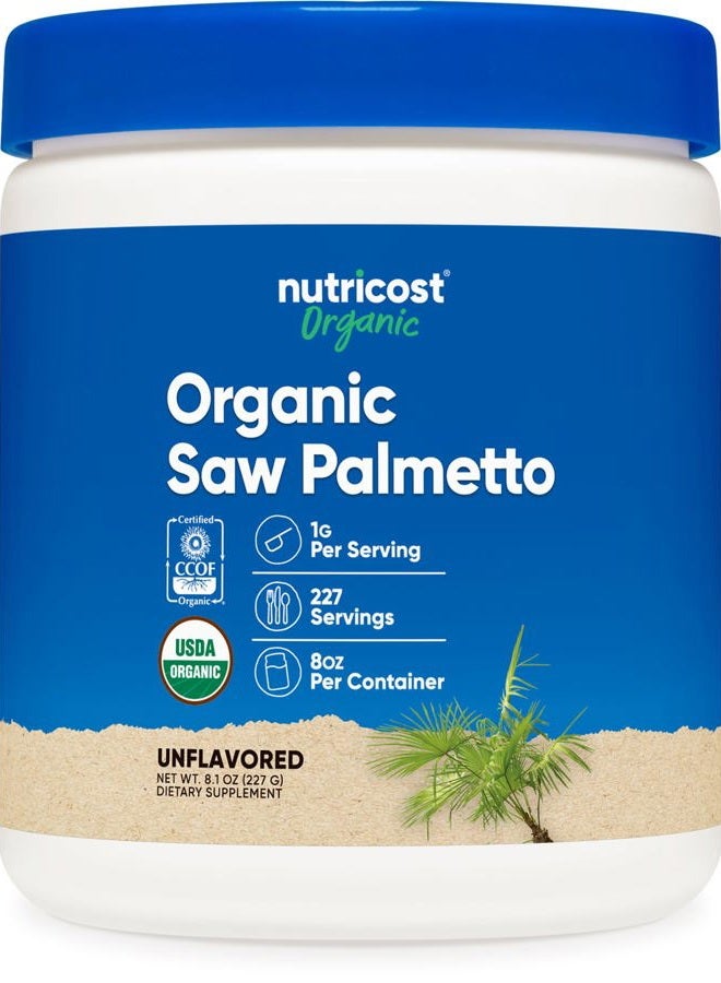 Nutricost Organic Saw Palmetto Powder 8oz - Certified USDA Organic Saw Palmetto, Gluten Free - Image 1