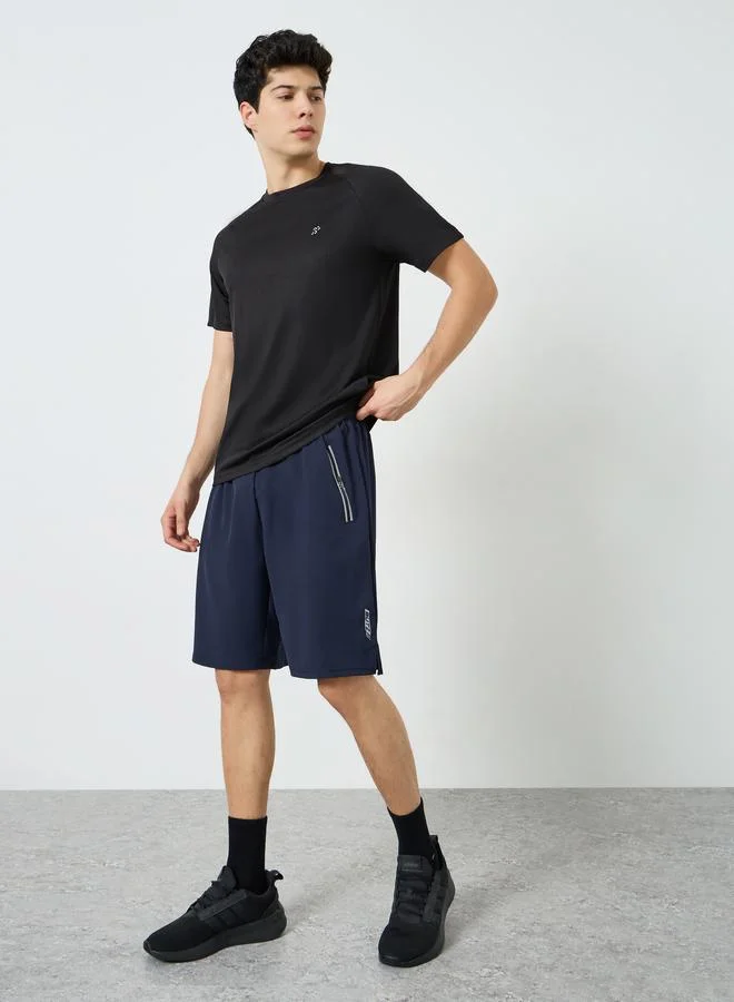 Styli Active Men Navy Blue Training Shorts with Drawstring