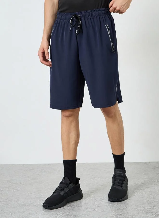 Styli Active Men Navy Blue Training Shorts with Drawstring