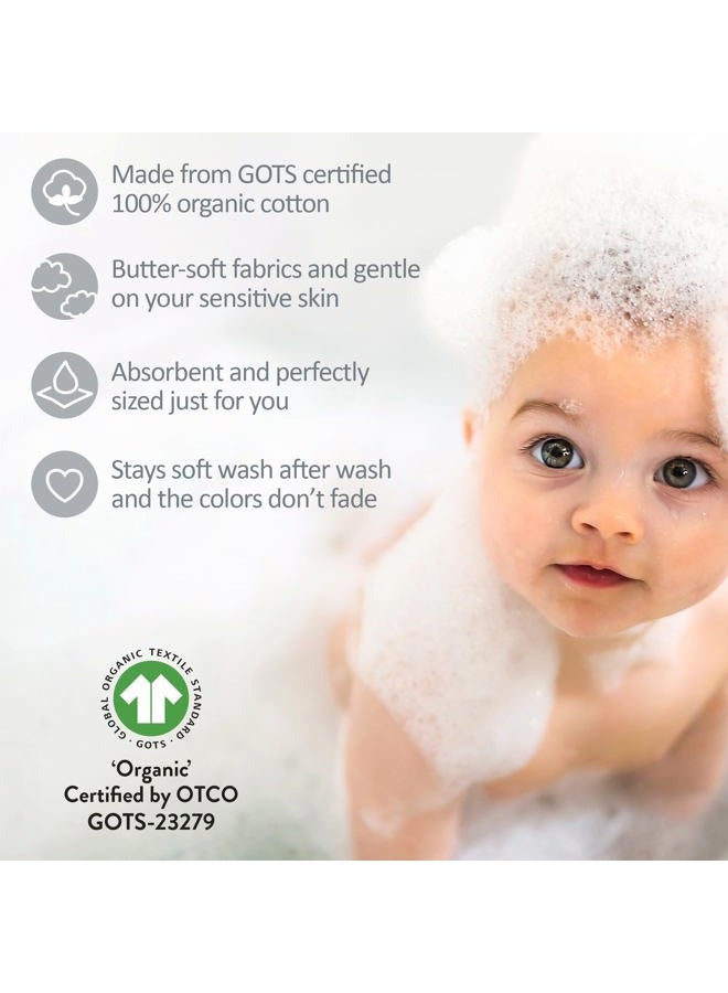 Butterblu River 10-Pack Baby Terry Washcloths 100% Organic Cotton Absorbent and Soft for Baby and Toddler Girls, Boys, Unisex​, White, One Size - Image 4