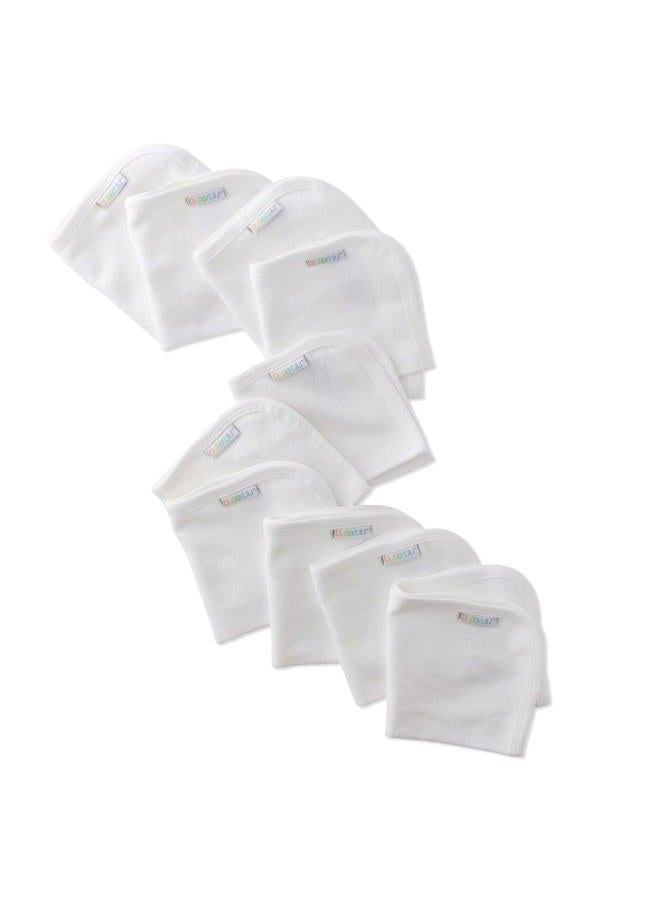 Butterblu River 10-Pack Baby Terry Washcloths 100% Organic Cotton Absorbent and Soft for Baby and Toddler Girls, Boys, Unisex​, White, One Size - Image 1