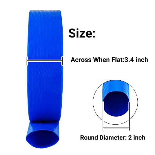 Geowaky 2" x 50 FT Pool Backwash Hose Blue Heavy Duty Reinforced PVC Lay Flat Water Discharge Hose for Swimming Pool Filter Pump,with 2 Clamp - Image 2