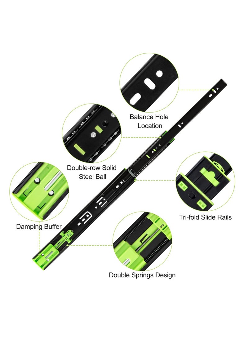 2Pcs Drawer Slides, Soft Close Full Extension Drawer Runners 3 Folds Thicker Stainless Steel Ball Bearing Slides Cabinet Rails Track (350mm) - Image 4