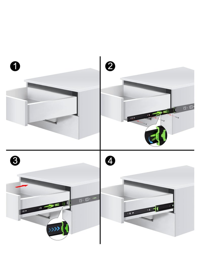 2Pcs Drawer Slides, Soft Close Full Extension Drawer Runners 3 Folds Thicker Stainless Steel Ball Bearing Slides Cabinet Rails Track (350mm) - Image 5
