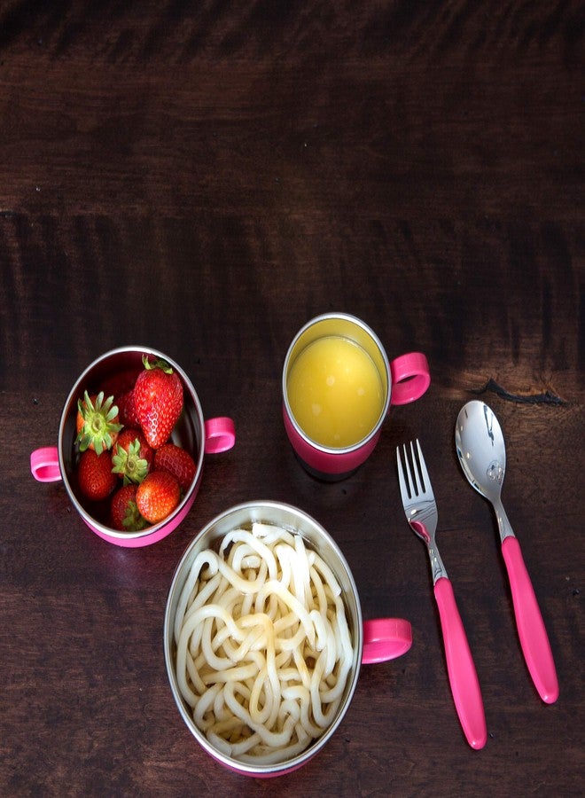 Innobaby Din Din Smart EZ Grip Spoon and Fork with Carrying Case, Utensil Set for Kids and Toddlers, BPA Free (Pink) - Image 4