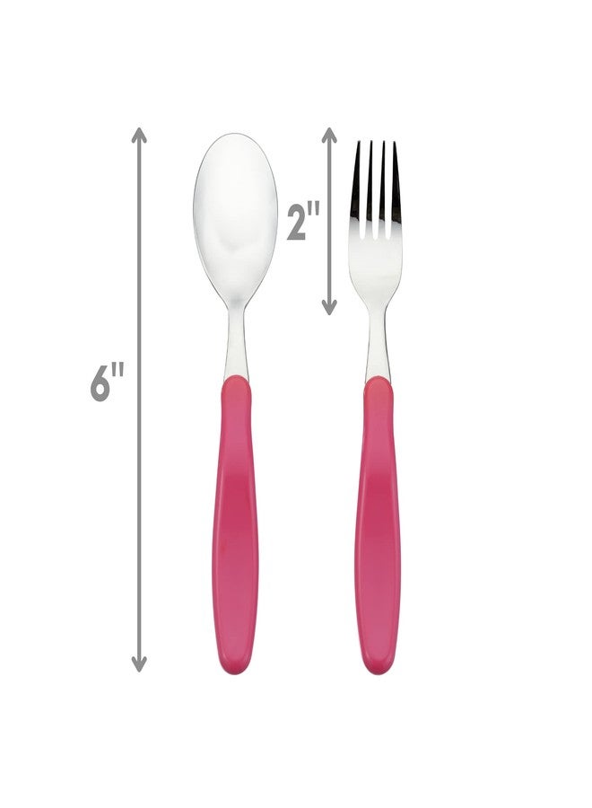 Innobaby Din Din Smart EZ Grip Spoon and Fork with Carrying Case, Utensil Set for Kids and Toddlers, BPA Free (Pink) - Image 3