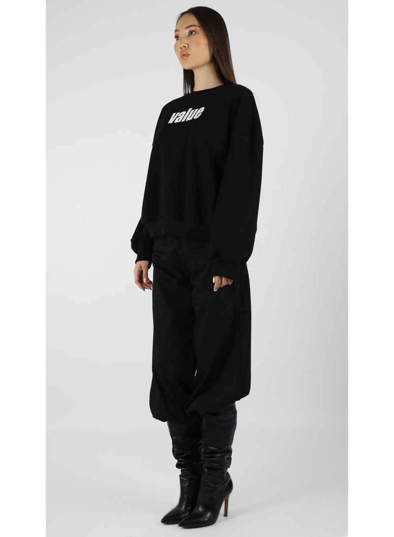 KYVELi Printed Text Sweatshirt - Black - Image 3