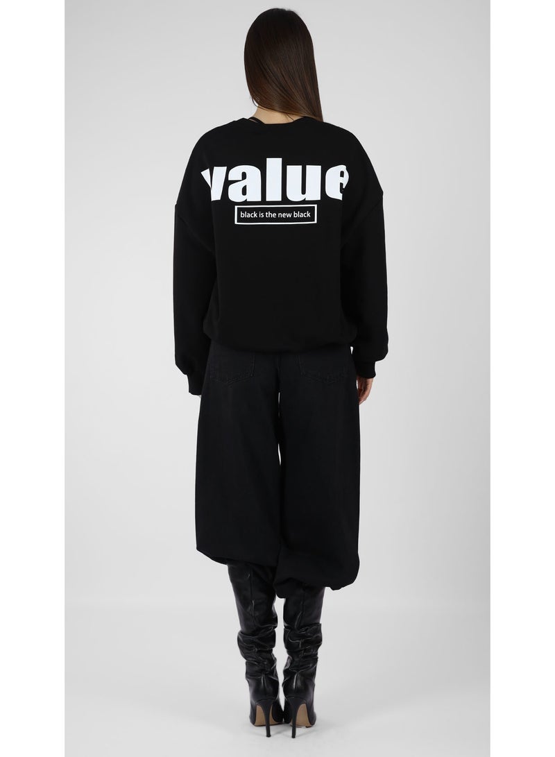 KYVELi Printed Text Sweatshirt - Black - Image 5