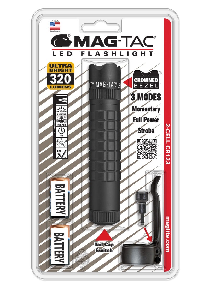 MAGLITE - Pack of Maglite Mag-Tac LED Flashlight Crowned Bezel 2-Cell & Mini Maglite Incan 2 Cell AA Black, Holster Combo Pack - Image 1