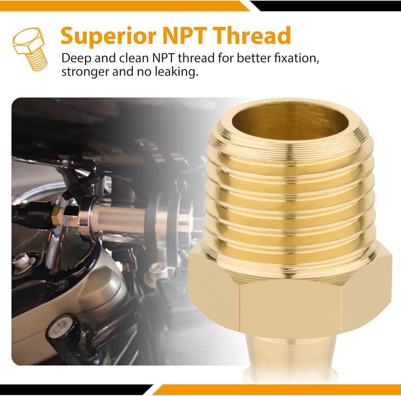 KOOTANS 4pcs Brass Hose Barb Fittings 5/16" Hose Barb to 1/4 NPT Male Thread Air Hose Fittings Brass Quick Coupler Air M Type Adapter Connector Fitting - Image 4