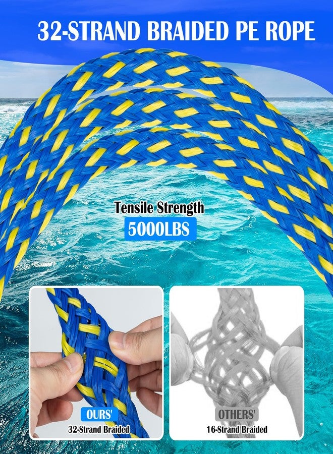 SETYPARY Boat Tow Harness for Tubing, Self Centering Tow Harness for 1-4 Riders Towable Tubes, Floating Boat Tow Rope for Watersports (Blue & Yellow) - Image 4