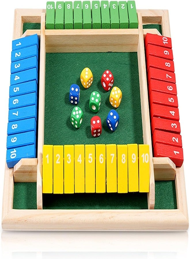 Brand Conquer Wooden Shut The Box Game with 8 Dice Classic 4 Sided Flip Me Board Game for Kids & Adults | Family Fun, Educational & Strategy Table Top Game 2-4 Players (Shut The Box Game) - Image 1
