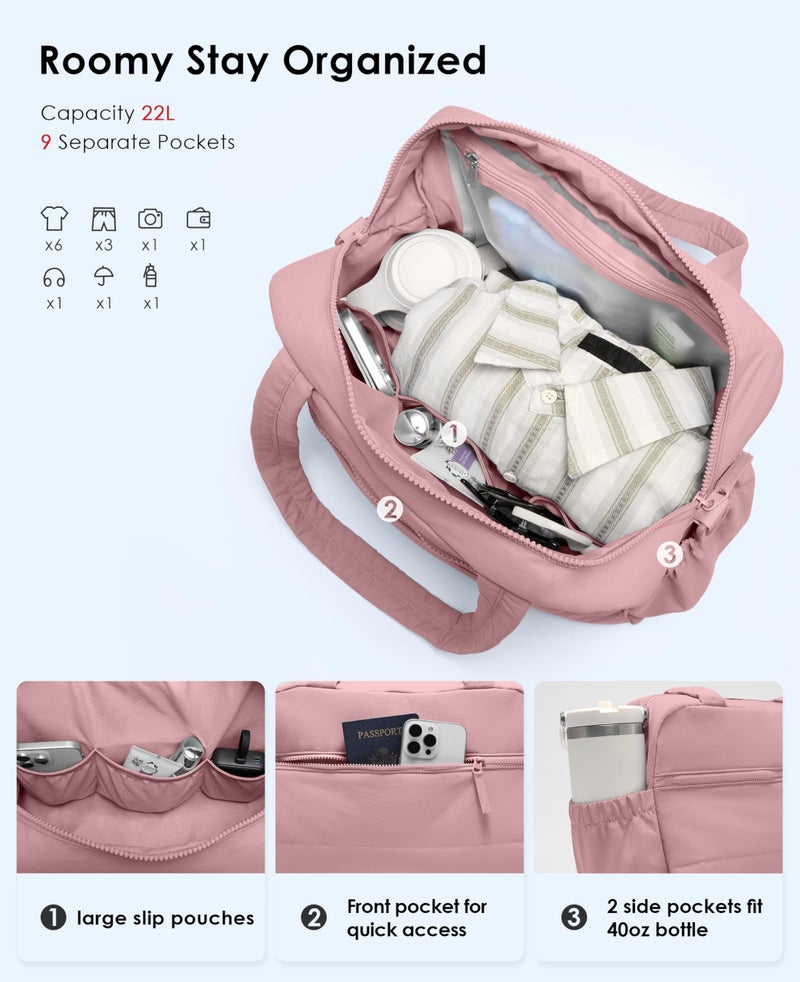 Uselike Gym Bag for Women, Travel Duffle Bags with Wet Pocket, Lightweight Carry on Bag Overnight Weekender Duffel Bag, Water Resistant (Mauve Pink) - Image 3