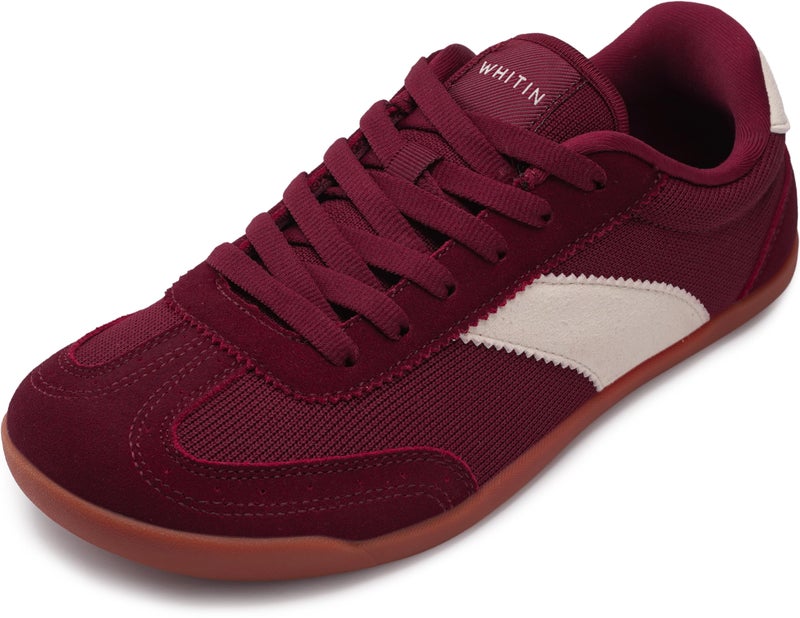 WHITIN Women's Barefoot Sneakers Casual Minimalist Zero Drop Sole Wide Toe Box Shoes Mesh Size 8 Width 8W Laces Up Outdoor Red Gum 39 - Image 1