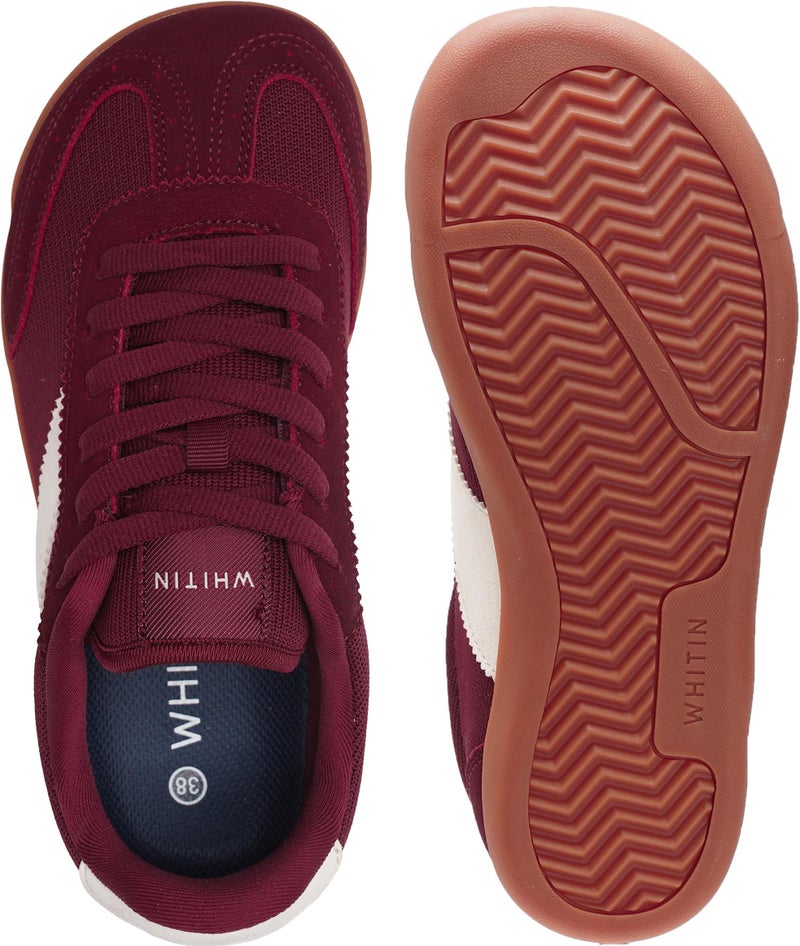 WHITIN Women's Barefoot Sneakers Casual Minimalist Zero Drop Sole Wide Toe Box Shoes Mesh Size 8 Width 8W Laces Up Outdoor Red Gum 39 - Image 4