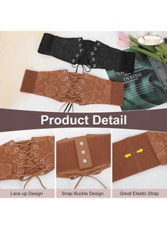 2 Pack Women Elastic Wide Waist Belt Laceup Tied Waspie Corset Belt For Dress - pzsku/ZCA41D2EE76DD0E7D5E7CZ/45/_/1718301556/6cbb020c-8648-4b83-b433-d0d939c76394