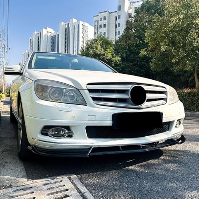 FINMOKAL Car Front Bumper Lip Chin Spoiler Body Kit Compatible with Benz C-Class W204 2007-2010 Base Version, Glossy Black - Image 4