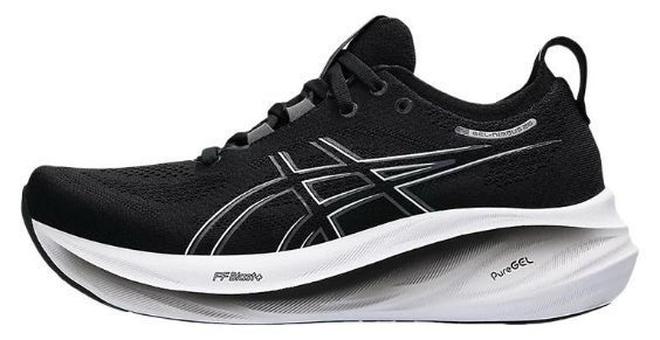 Onitsuka Tiger Men and Women Gel-Nimbus 26 Outdoor Running Sneakers Black/White - Image 1