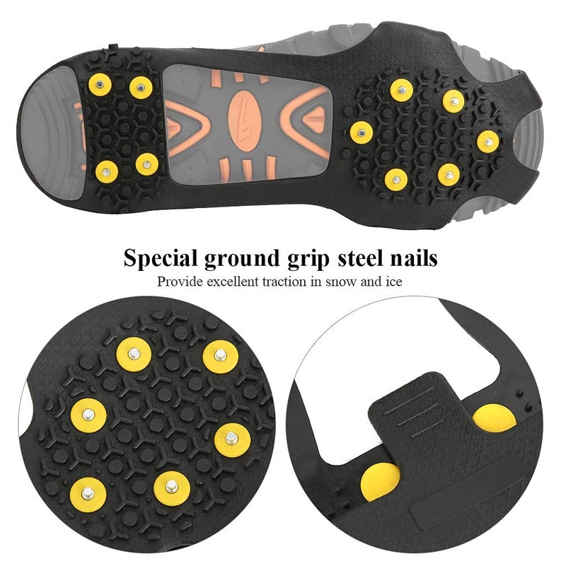Linist Spikes Crampons, Ice Cleats for Shoes & Boots | Stainless Steel Anti-Slip Grippers | Upgraded Ice Traction Cleats for Hiking, Walking, Climbing, Fishing Portable Snow Shoe Grips (L-39 to 46) - Image 2