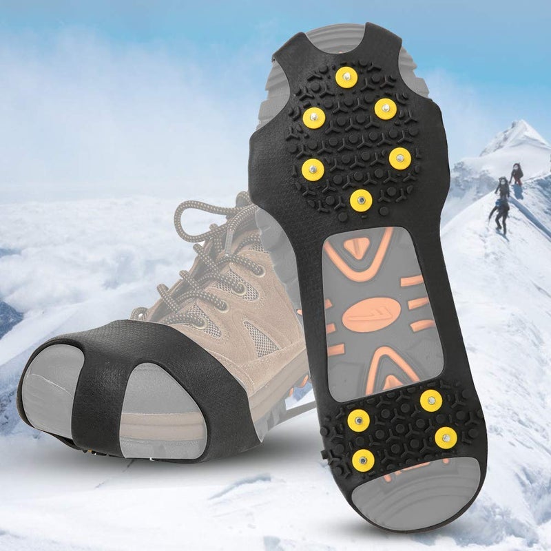 Linist Spikes Crampons, Ice Cleats for Shoes & Boots | Stainless Steel Anti-Slip Grippers | Upgraded Ice Traction Cleats for Hiking, Walking, Climbing, Fishing Portable Snow Shoe Grips (L-39 to 46) - Image 1