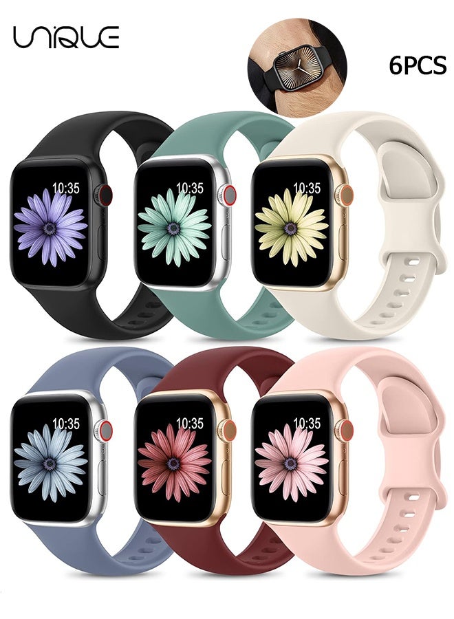 Unique 6 Pack Sport Straps Compatible with Apple Watch Straps 10 - 42mm 44mm 45mm 49mm Women Men Watch Straps - Soft Silicone Strap Replacement Watchbands for iWatch Ultra Series 9 8 7 6 5 4 3 2 1 SE（42/44/45/49mm） - Image 1