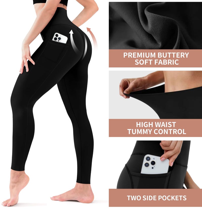 Laite Hebe 3 Pack Leggings for Women-No See-Through High Waisted Tummy Control Yoga Pants Workout Running Legging - Image 5
