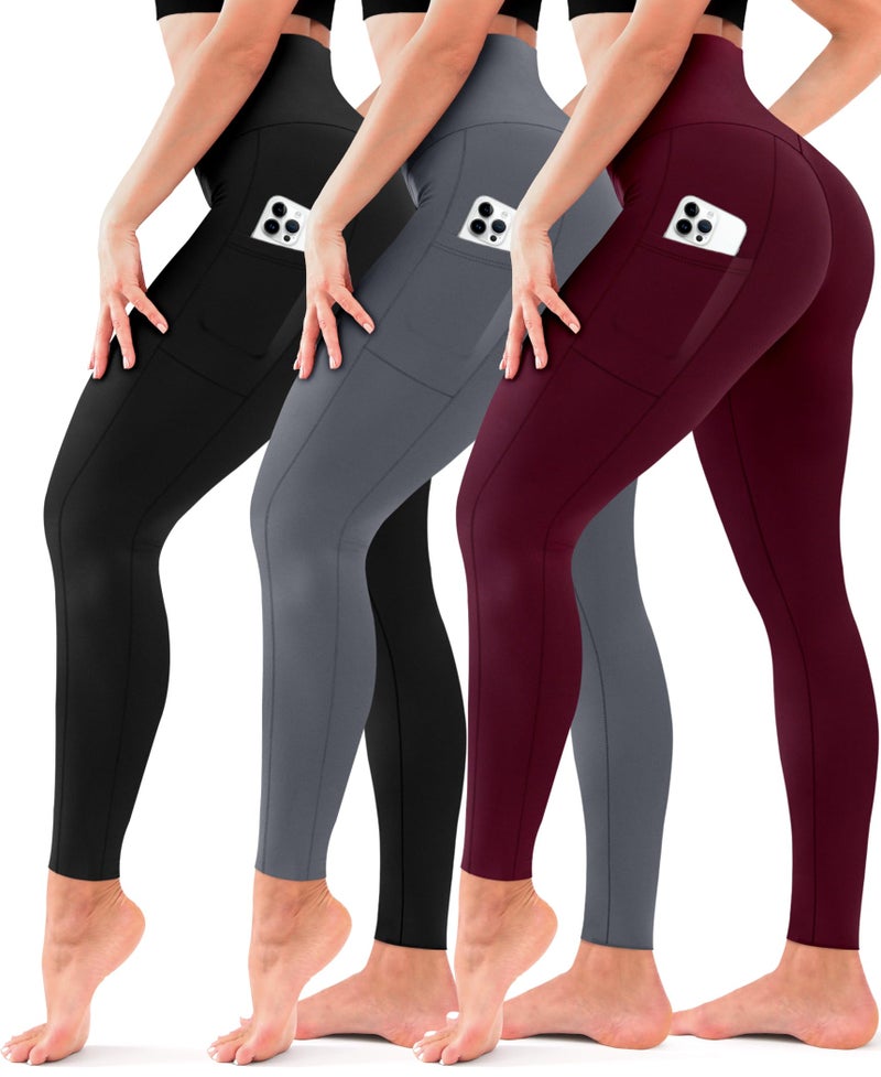 Laite Hebe 3 Pack Leggings for Women-No See-Through High Waisted Tummy Control Yoga Pants Workout Running Legging - Image 1