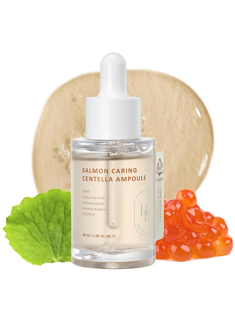 HEVEBLUE Salmon Caring Centella Ampoule  Salmon PDRN Salmon Egg Extract Centella Madecassoside Calming Soothing Restore and Rejuvenate Sensitive Skin Korean Skincare 