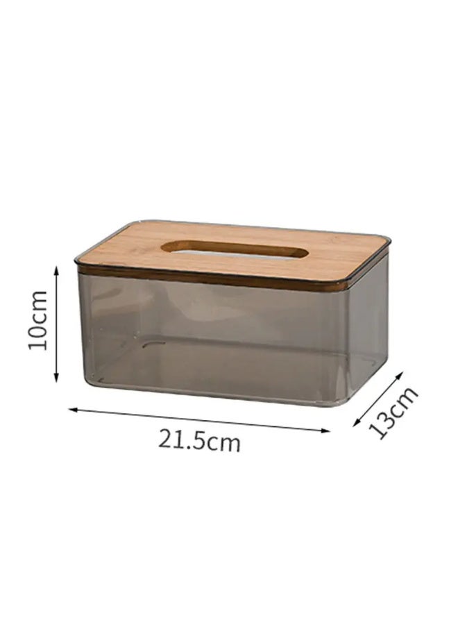 تانجبلب علبة مناديل للوجه شفافة من البلاستيك مع غطاء من الخيزران شفاف/ بني - Image 5