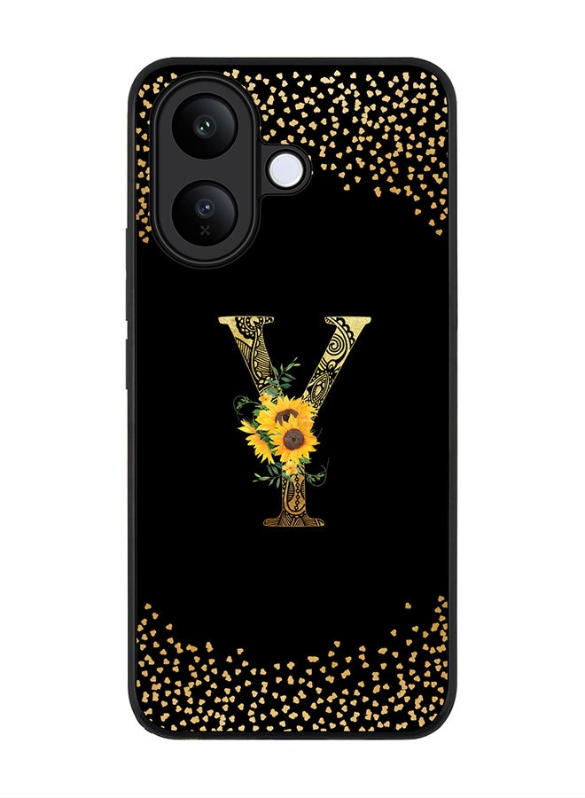 Stylizedd For vivo V60 Lite / V70 Lite Case,Slim fit Camera Protection, Shockproof Thin Phone cover  - Custom Floral Monogram - Y ( Black ) - Image 1