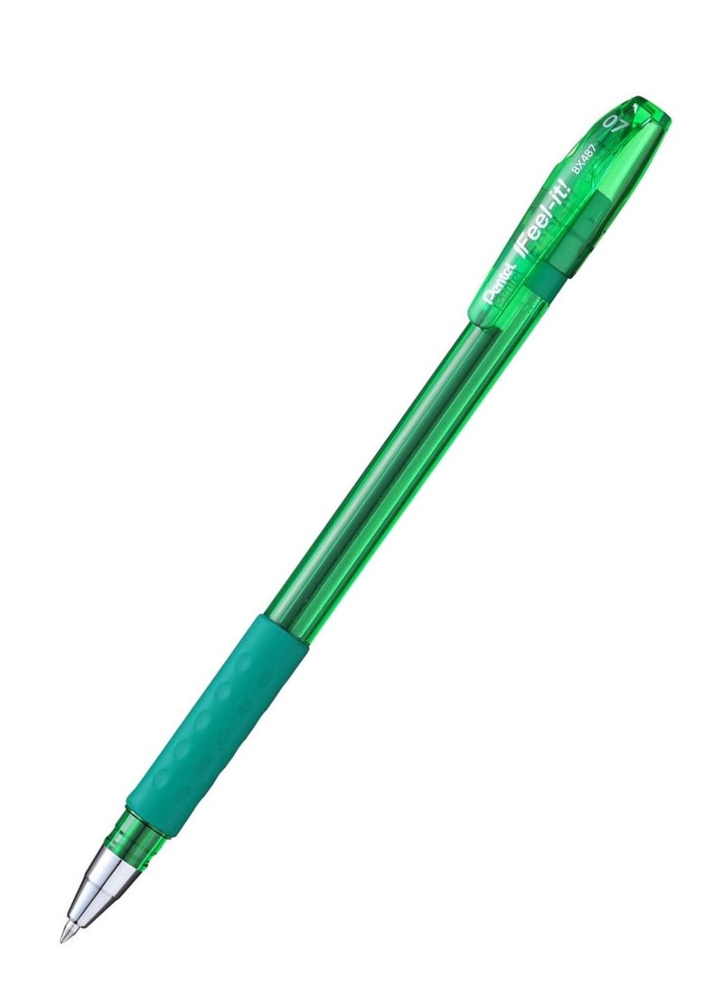 Pentel قلم حبر جاف 12 قطعة Ifeel-It بطرف 0.7 مم حبر أخضر - Image 2