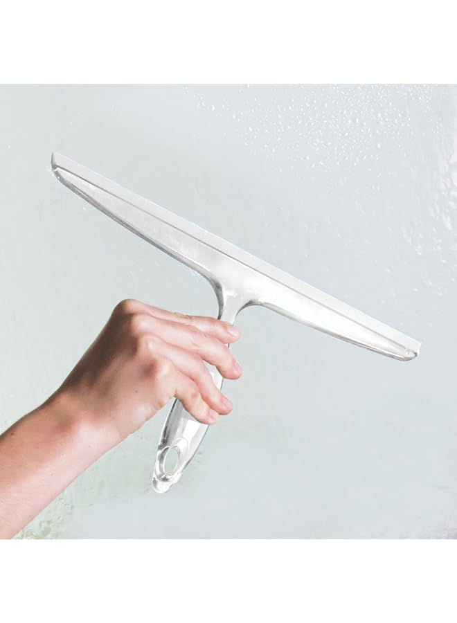 إنترديزاين 59150 ممسحة حمام بلاستيكية مع حامل خطاف شفط شفاف 12 بوصة عبوة من قطعة واحدة - Image 5