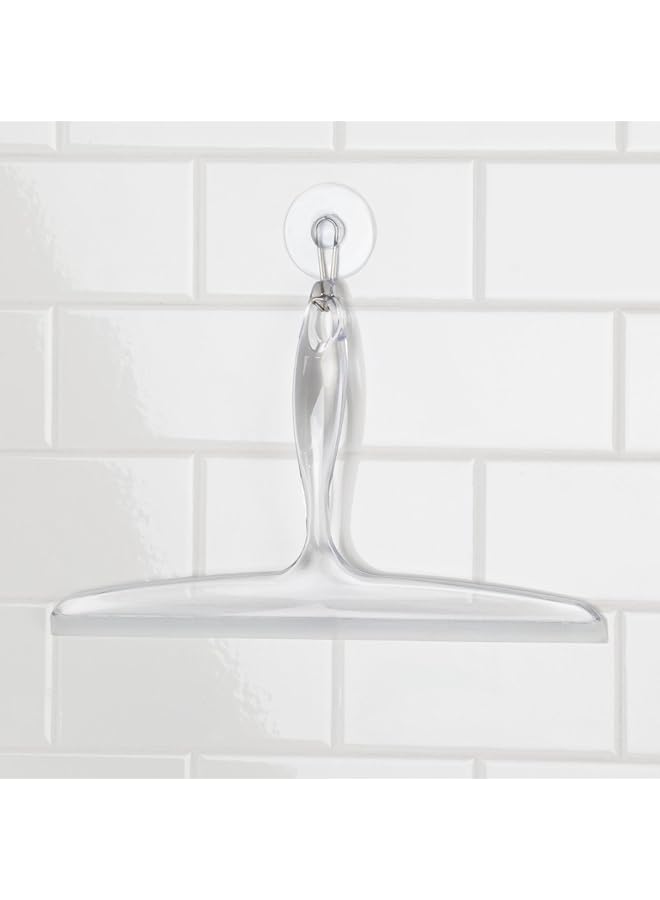 إنترديزاين 59150 ممسحة حمام بلاستيكية مع حامل خطاف شفط شفاف 12 بوصة عبوة من قطعة واحدة - Image 2