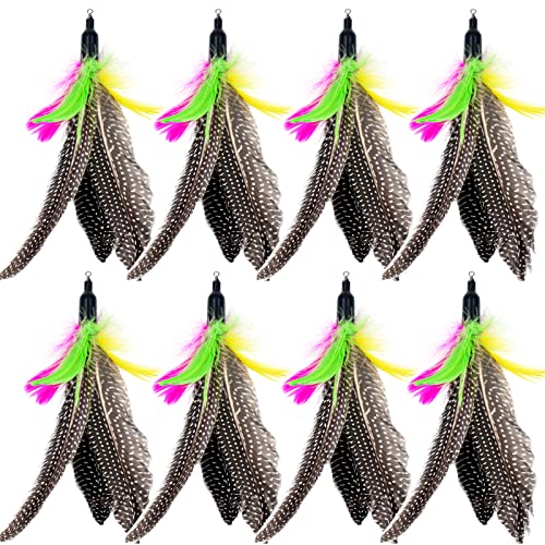TIENAILING Cat Feather Toys Refills, 8 Pieces Natural Da Bird Feathers Refill, Cat Wand Replacement Feather for Indoor Cats (D) - Image 1