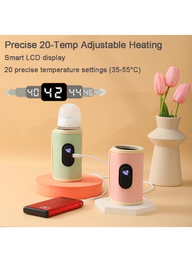 Baby Bottle Warmer,Keep Milk Warm Only (Does Not Heat) 20-Temperature Digital USB Portable Warming Sleeve,Portable Thermo Cover with Digital Display & 20 Temp Settings - Image 2